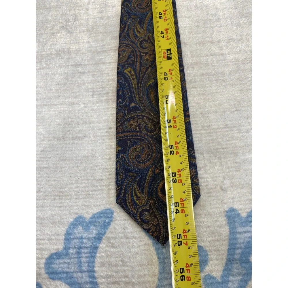 Bijan 100% Silk Necktie Blue Paisly Wearable Art Maximalist Tie Made In Italy